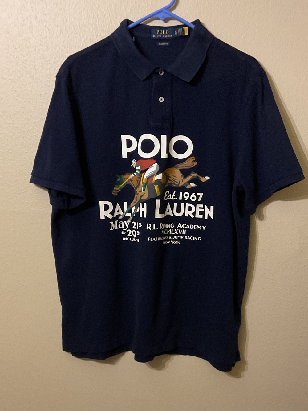 Polo by Ralph Lauren Navy Polo with Equestrian Show Graphic Men's XL - Picture 2 of 8